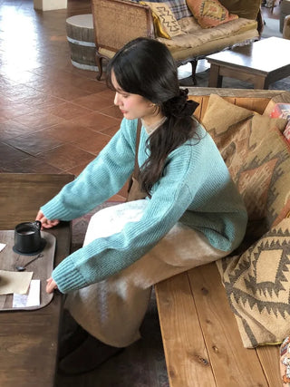 (11 colors) Round neck loose fit knit