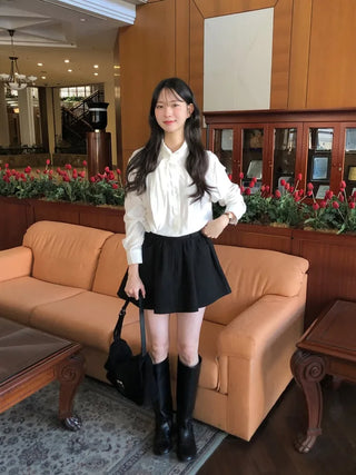(5 colors) Bow tie blouse