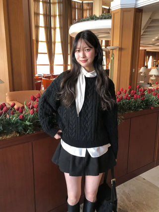 (4 colors) Oversized Cable Knit
