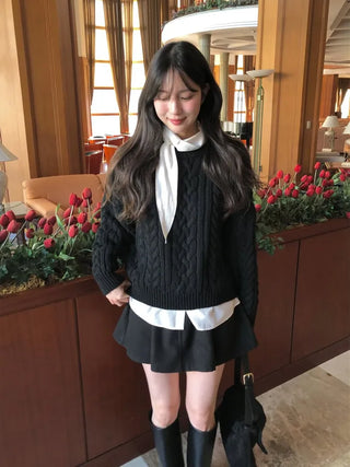 (4 colors) Oversized Cable Knit