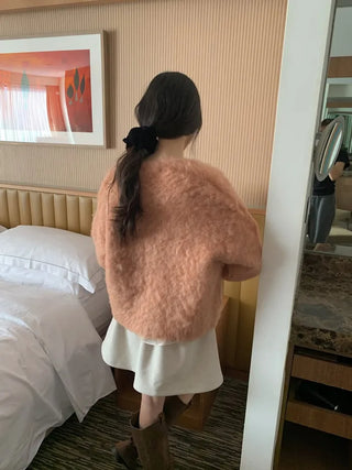 (3 colors) Hairy Loose Fit Wool Cardigan