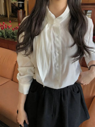 (5 colors) Bow tie blouse