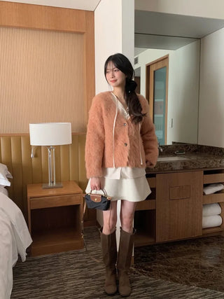 (3 colors) Hairy Loose Fit Wool Cardigan