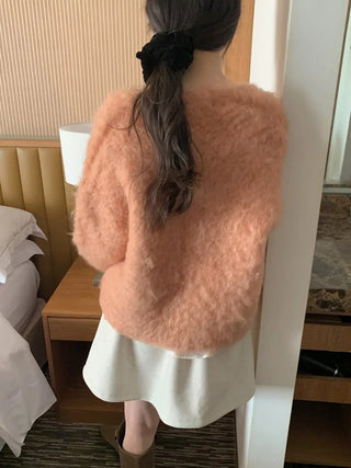 (3 colors) Hairy Loose Fit Wool Cardigan
