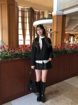 (4 colors) Oversized Cable Knit