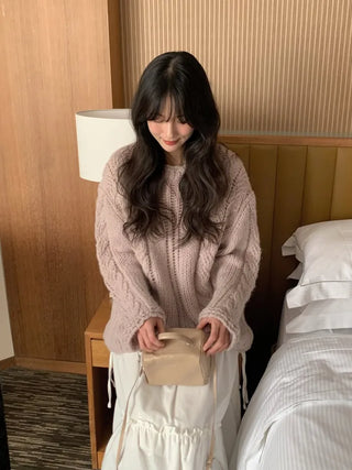 (4 colors) Wool Cable Knit Sweater