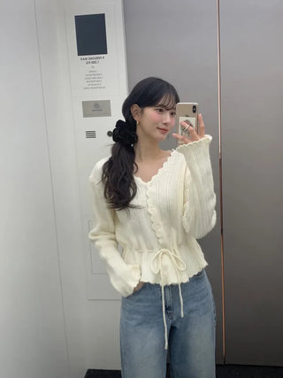 (2 colors) Angora Ribbon Cardigan