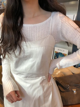 (3 colors) Boat Neck Mohair Knit