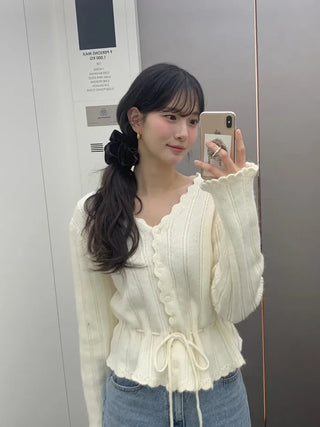 (2 colors) Angora Ribbon Cardigan