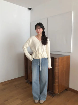 (2 colors) Angora Ribbon Cardigan