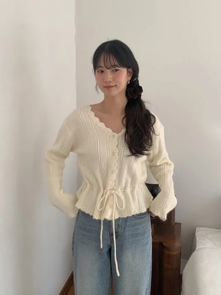 (2 colors) Angora Ribbon Cardigan