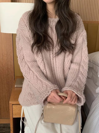 (4 colors) Wool Cable Knit Sweater
