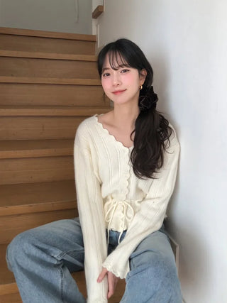 (2 colors) Angora Ribbon Cardigan