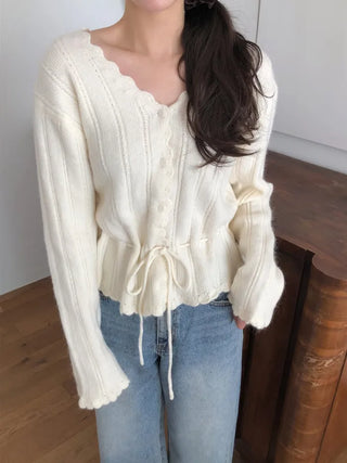 (2 colors) Angora Ribbon Cardigan