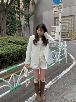 (4 colors) Faux Suede Half Jacket