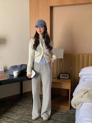 (2 colors) Striped Bootcut Pants
