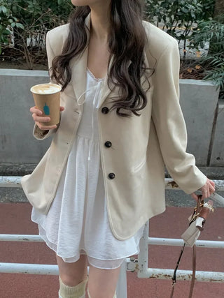 (4 colors) Faux Suede Half Jacket