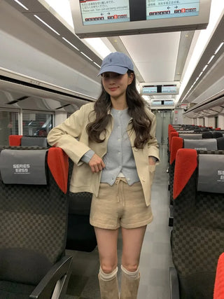 (2 colors) Leather Button Jacket