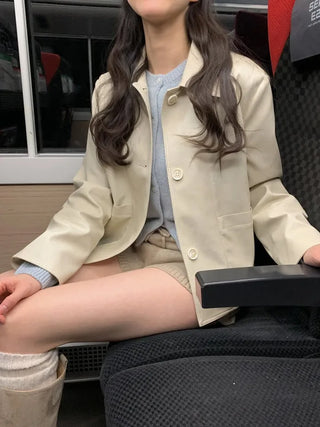 (2 colors) Leather Button Jacket