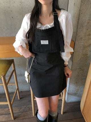Frill-layered halter neck dress