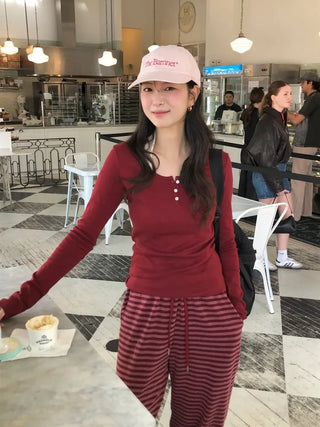 (5 colors) Henley neck T-shirt