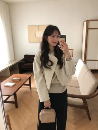 (2 colors) Layered Point Wool Jacket