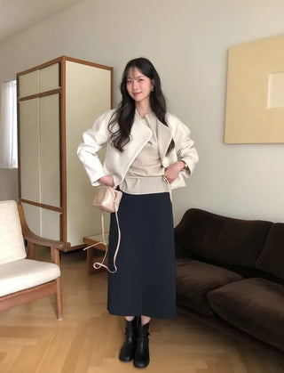 (3 colors) String Slit Skirt
