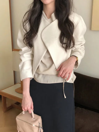 (2 colors) Layered Point Wool Jacket