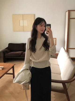 (2 colors) Drape Blouse