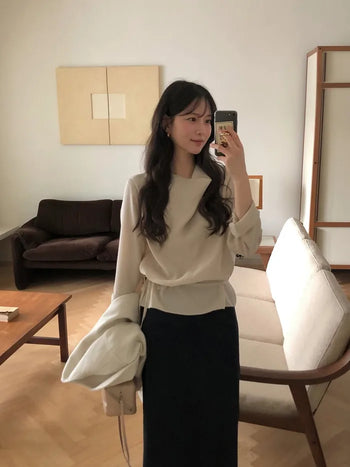 (2 colors) Drape Blouse