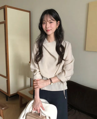 (2 colors) Drape Blouse