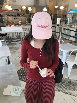 (5 colors) Henley neck T-shirt