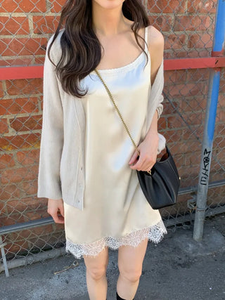 (2 colors) Silky Camisole Dress