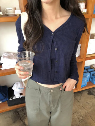 (Set) (3 colors) Slim Fit Camisole Cardigan Set