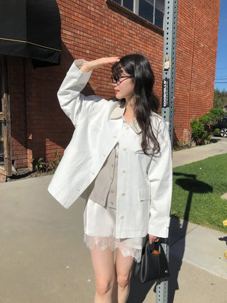 (2 colors) Bi-color cropped jacket