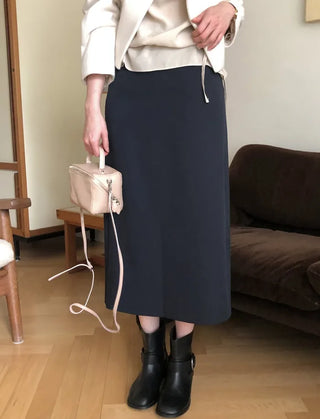 (3 colors) String Slit Skirt