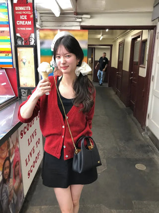 (3 colors) V-neck oversized cardigan