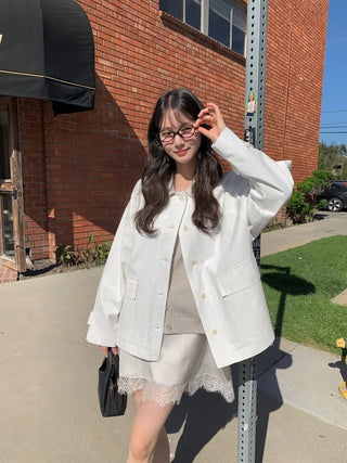 (2 colors) Bi-color cropped jacket