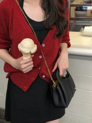 (3 colors) V-neck oversized cardigan