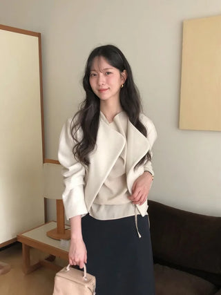 (2 colors) Layered Point Wool Jacket