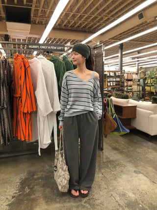 (3 colors) Elastic waist pants