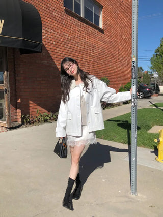 (2 colors) Bi-color cropped jacket