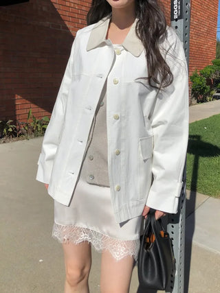 (2 colors) Bi-color cropped jacket