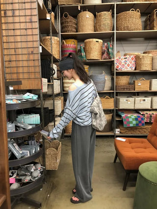 (3 colors) Elastic waist pants