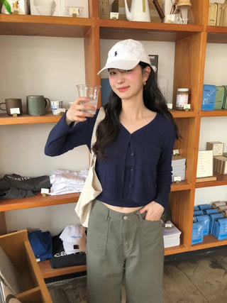(Set) (3 colors) Slim Fit Camisole Cardigan Set