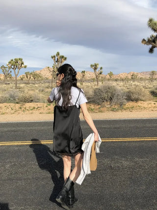 (2 colors) Silky Camisole Dress