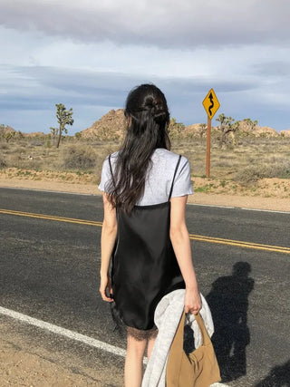 (2 colors) Silky Camisole Dress