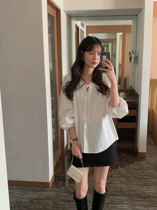 (2 colors) Frill Blouse