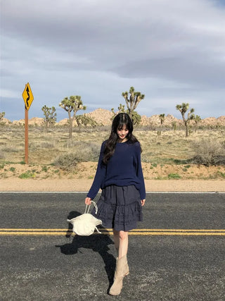 (2 colors) Tiered midi skirt