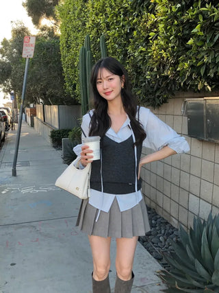 (2 colors) Pleated Mini Skirt